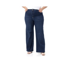 Disentis Büyük Beden Yüksek Bel Geniş Paça Lacivert Denim Pantolon-lacivert Lacivert