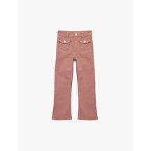 Koton Cep Detaylı Pamuklu İspanyol Paça Denim Pantolon Pembe 6skg40069ad Gül