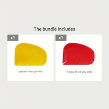 Fochsia 1 Adet Sarı + 1 Adet Bordo Araç Tamir Macun Spatulası Universal Boyacı Malzemesi