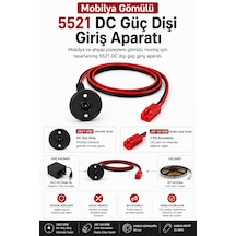 Mobilya Gömülü 5521 Dc Güç Dişi Giriş Aparatı 80 Cm Jst Xh Çıkışlı Güç Bağlantı Kablosu