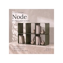 Node 6 Lı Modüler Metal Tv Ünitesi Açık Raflı Dekoratif Televizyon Sehpası Yeşil - 940100355 Yeşil