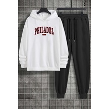 Uyguntarz Unisex Philadelphia Baskılı Eşofman Takımı Beyaz