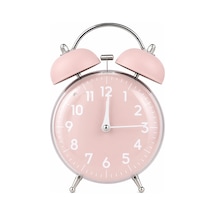 Valkyrie Retro Çalar Saat Işıklı Analog Masa Saati Dekoratif Komodin Saati Bombe Kapaklı 15x10 Pembe