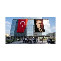 Sivil Gazi Mustafa Kemal Atatürk Portre Bayrak Ve Türk Bayrağı Premium Raşel Kumaş 2'li Set 10x15 Metre Ata5 Diğer