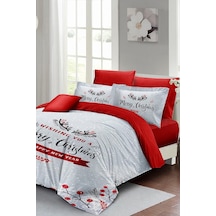 Tr King Size Yılbaşı Süsü Wishing You Noel Pamuk Saten 3d Çift Kişilik Nevresim Takımı, Monohome42356 Genel