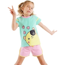 Denokids Kalpler Kız Çocuk T-shirt Şort Takım