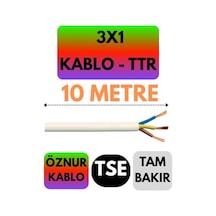 Öznur 3x1 Ttr Kablo, 10 Metre, Beyaz