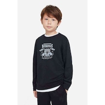 Tshirthane American Moto Costum Classics Baskılı Unisex Çocuk Siyah Sweatsh