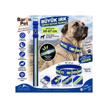 Baron Pet Köpek Boyun Tasması 50-67 Cm Reflektörlü Dokuma Metal Tokalı Sivas Kangal Ve Büyük Irk - Mavi Çok Renkli
