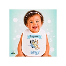 Kişiye Özel Bluey Keten Bebek Mama Önlüğü Yumuşak - Emici - Yıkanabilir - Özel Tasarım P076 Çok Renkli