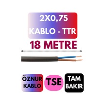 Öznur 2x0,75 Ttr Kablo Metre Seçenekli Siyah - 18 Metre