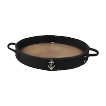 Deri Tabanlı Tepsi (Oval) | Siyah