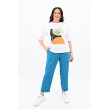 Kadın Büyük Beden Baskı Detaylı T-shirt Takım 8105-24 001
