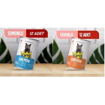 Kking Sos İçerisinde Et Parçacıklı Tavuklu Ve Somonlu Kedi Konservesi 400 Gr 24 Adet