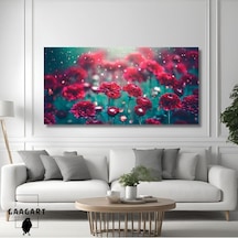 Panoramik Kanvas Duvar Tablosu Pırıltı Görünümlü Çiçekler, 120 X 60 -