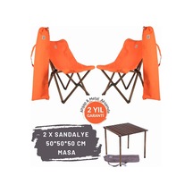 Bag The Joy Ahşap Masa Sandalye Seti Antrasit-turuncu- 50 50 50cm Kahverengi - Turuncu