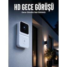 Lexroo Beyaz Akıllı Güvenlik Kapı Zili Telefon Kontrollü Wi-fi
