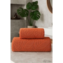 Banyo & Yüz Havlusu Seti Dokulu %100 Pamuk 90x150 + 50x90 Cm Foliva Turuncu