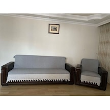Kolları Örtmeyen Pamuklu Koltuk Örtüsü Takımı 3+3+1+1 Gri 170 X 210 Çok Renkli