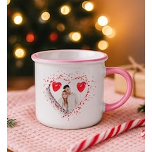 Bk Gift Kişiye Özel Fotoğraflı Pembe Emaye Kupa Bardak -1, Arkadaşa Hediye, Sevgiliye Hediye