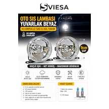 9 Cm Yuvarlak Beyaz Oto Sis Lambası H3 Ampullü Sağ Sol Takım 12v