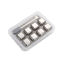 304 Paslanmaz Çelik Buz Küpü Buz Tartar Seti Geri Dönüştürülebilir Metal Çabuk Dondurulmuş Buz Küpleri - Gri Sd Gri