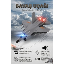 J-31 Gyrfalcon Işıklı Sesli Metal Savaş Uçağı - Geriye Çek Bırak Model Oyuncak Uçak 22 Cm