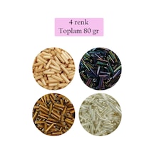 Uzun Boru Kesme Boncuk Çap 2mm Uzunluk 10 Mm - 4 Renk - Toplam 80 Gram - Bnc427