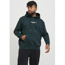 Jack & Jones Logo Baskili Sweatshirt - Büyük Beden 12244912 Magical Forest Koyu Siyah