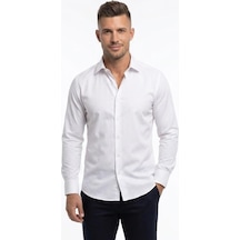 UKİ Uki Beyaz Comfort Fit , Yarım İtalyan Yaka , Düz Klasik Gömlek