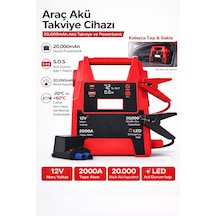 12v Araç Akü Takviye Cihazı 2000a 20000mah Jump Starter Powerbank Led Işıklı Acil Marş