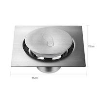 Pres Tipi Yer Sifonu Pedallı Yer Sifonu Yer Süzgeci Duş Kare Banyo Örtüsü 15x15cm Gümüş