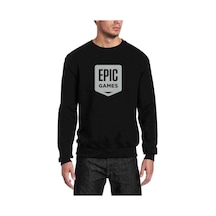 Epic Games Fortnite Baskılı Siyah Erkek Örme Sweatshirt