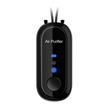 Mini Taşınabilir Askılı Boyun Anyon Hava Temizleyici Hızlı Hava Temizleme Yüksek/düşük Vites Ayarı Dahili Pil Siyah Kordon