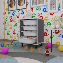 Kenzlife Sepetli Mutfak Dolabı Ruberu Gri 062x45x30 Banyo Oyuncak Çamaşır Beyaz 4 Lü Sepet
