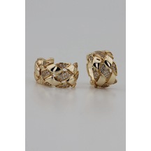 Niki Aksesuar Zirkon Gold Vintage Küpe - Özel Seri Gold