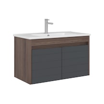 Orka Serra 85 Cm Navaro/antrasit Banyo Dolabı Alt Modül Ve Lavabo Navaro/antrasit