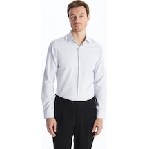 Lcw Busıness Gri Slim Fit Uzun Kollu Armürlü Erkek Dokulu Gömlek