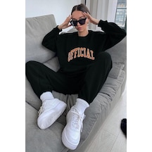 Official Eşofman Takımı Sweatshirt Jogger - Siyah Baskılı Oversize Şardonlu Bisiklet Yaka Siyah Official Eşofman Takımı Sweatshirt Jogger - Siyah Baskılı Oversize Şardonlu Bisiklet Yaka Siyah