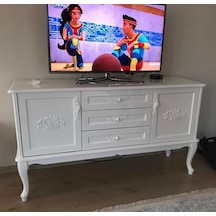 Masifart Pectus Tv Ünitesi Işlemeli Beyaz Lake