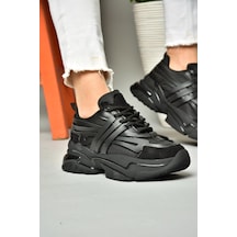Fox Shoes S973602404 Siyah Kumaş Kalın Tabanlı Spor Ayakkabı Sneakers Siyah