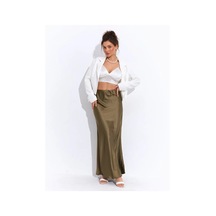 Safıa Brend Saten Uzun Gece Eteği 208183087 Khaki