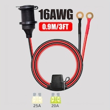 Dashanshop 3ft 1pc 16awg Sigara Çakmağı Uzatma Kablosu Pil Bağlantılı 3 Sigortalı
