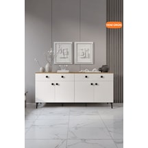 Livia Konsol 180 Cm Aytaşı Ceviz 4 Kapaklı 2 Çekmeceli Modern Konsol Aytaşı