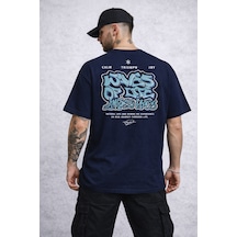 Herkesemoda Waves Of Yazı Detaylı Basic T-shirt Lacivert