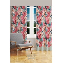 Classic Pattern 3 Desenli Süet Oturma Odası Salon Fon Perde Baskılı Ekstrafor Büzgü 2 Kanat Prd-1039 Çok Renkli