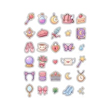 30 Adet Sihirli Kız Anime Sticker Seti - Laptop Defter Ajanda İçin Çok Renkli