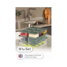 Vienev 9lu Buzdolabı Dondurucu Organizer Ve Saklama Kabı Yeşil 6x 350ml 2x 1,65lt 1x 3,5lt Yeşil
