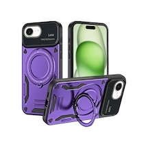 Newface Apple Apple iPhone Uyumlu  16e Kılıf Joy Lens Standlı Kapak - Mor