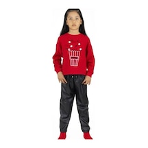 Kız Çocuk Popcorn Baskılı Sweatshirt-13493 Kırmızı Kız Çocuk Popcorn Baskılı Sweatshirt-13493 Kırmızı